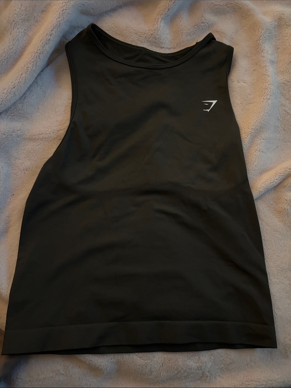 Gymshark olivie green Performance Muscle Tank with White Logo